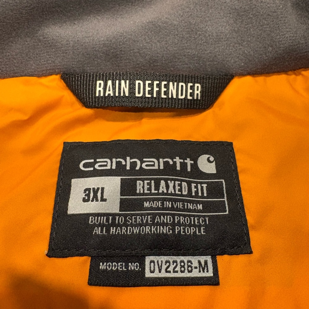 NWT Carhartt Rain Defender Insulated Vest Orange 3XL Relaxed Fit Workwear - Picture 2 of 14